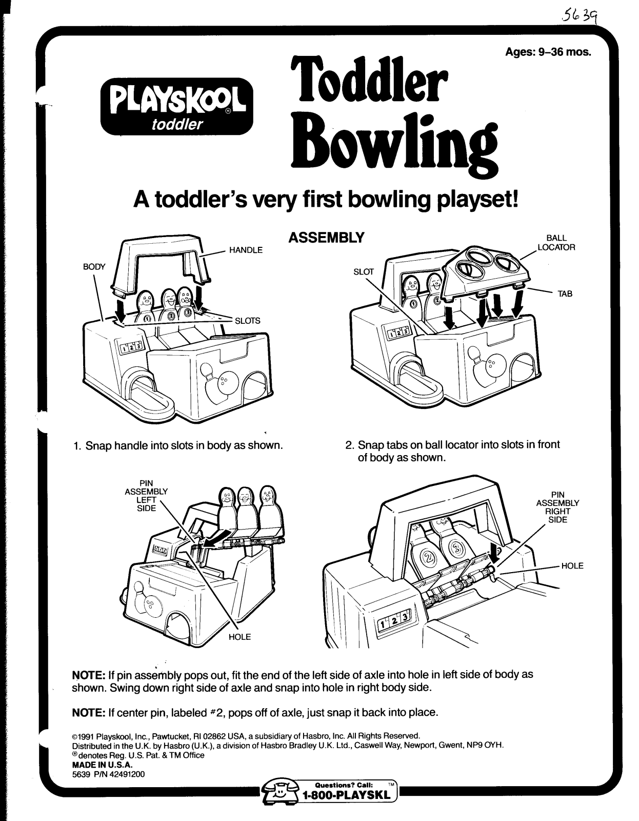 Hasbro TODDLER BOWLING User Manual