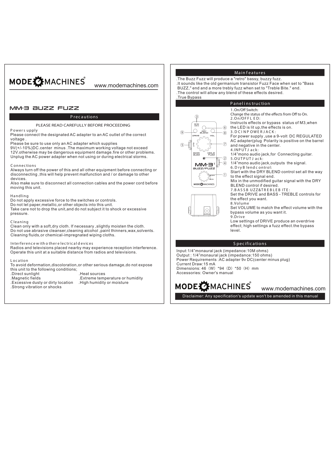 Mode machines MM-3 User Manual - ManualMachine.com