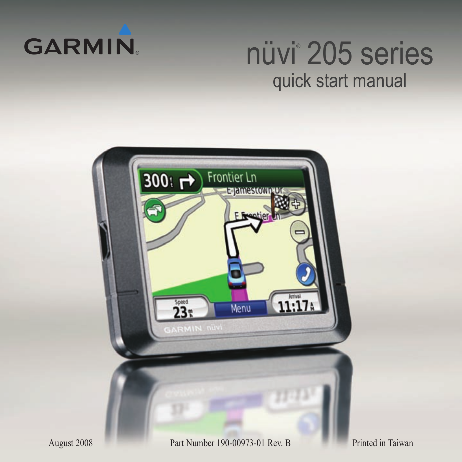 Garmin NUVI 205, NUVI 265T, NUVI 275T quick start manual