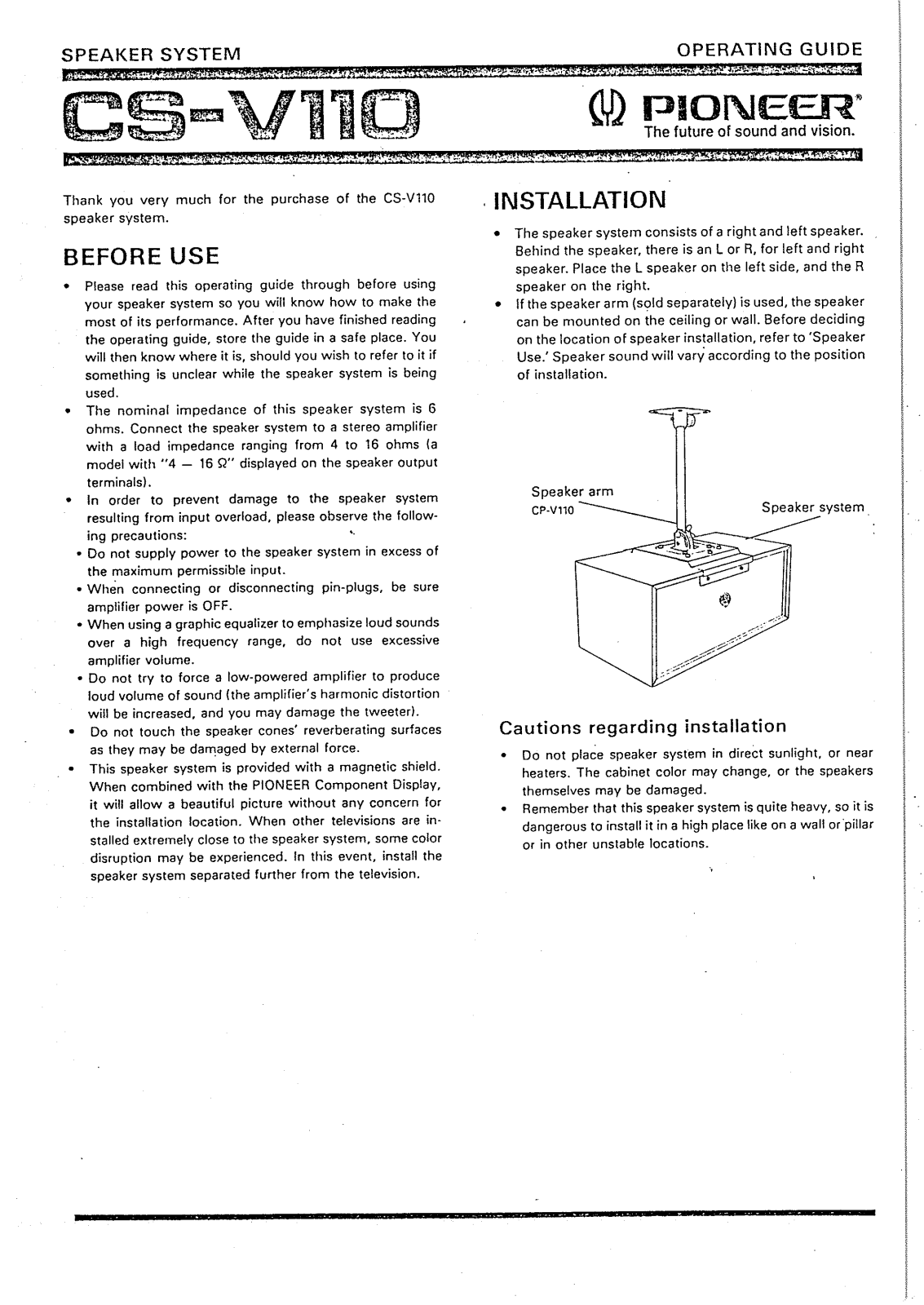 Pioneer CS-V110 User Manual