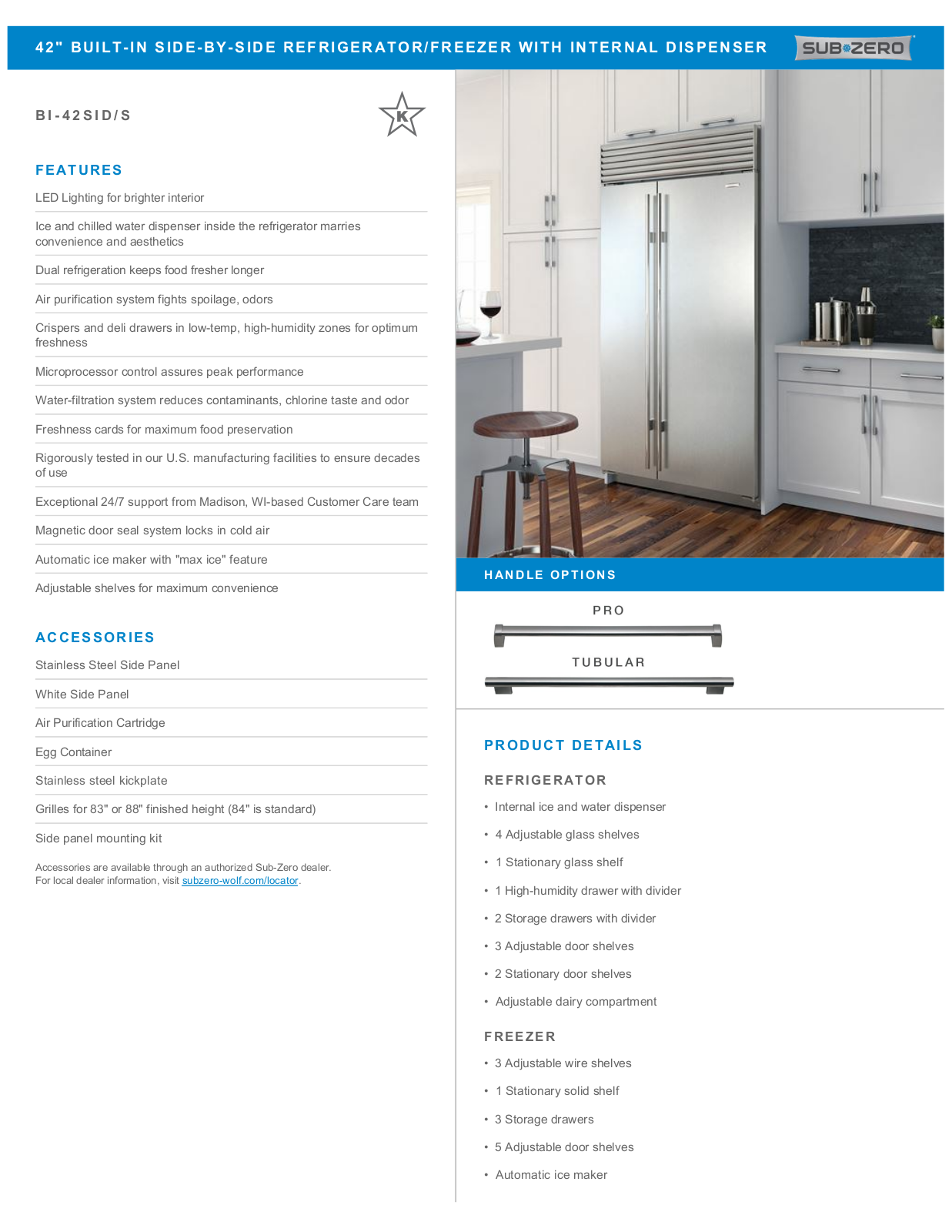 Sub-Zero BI42SIDSTH Quick Reference manual