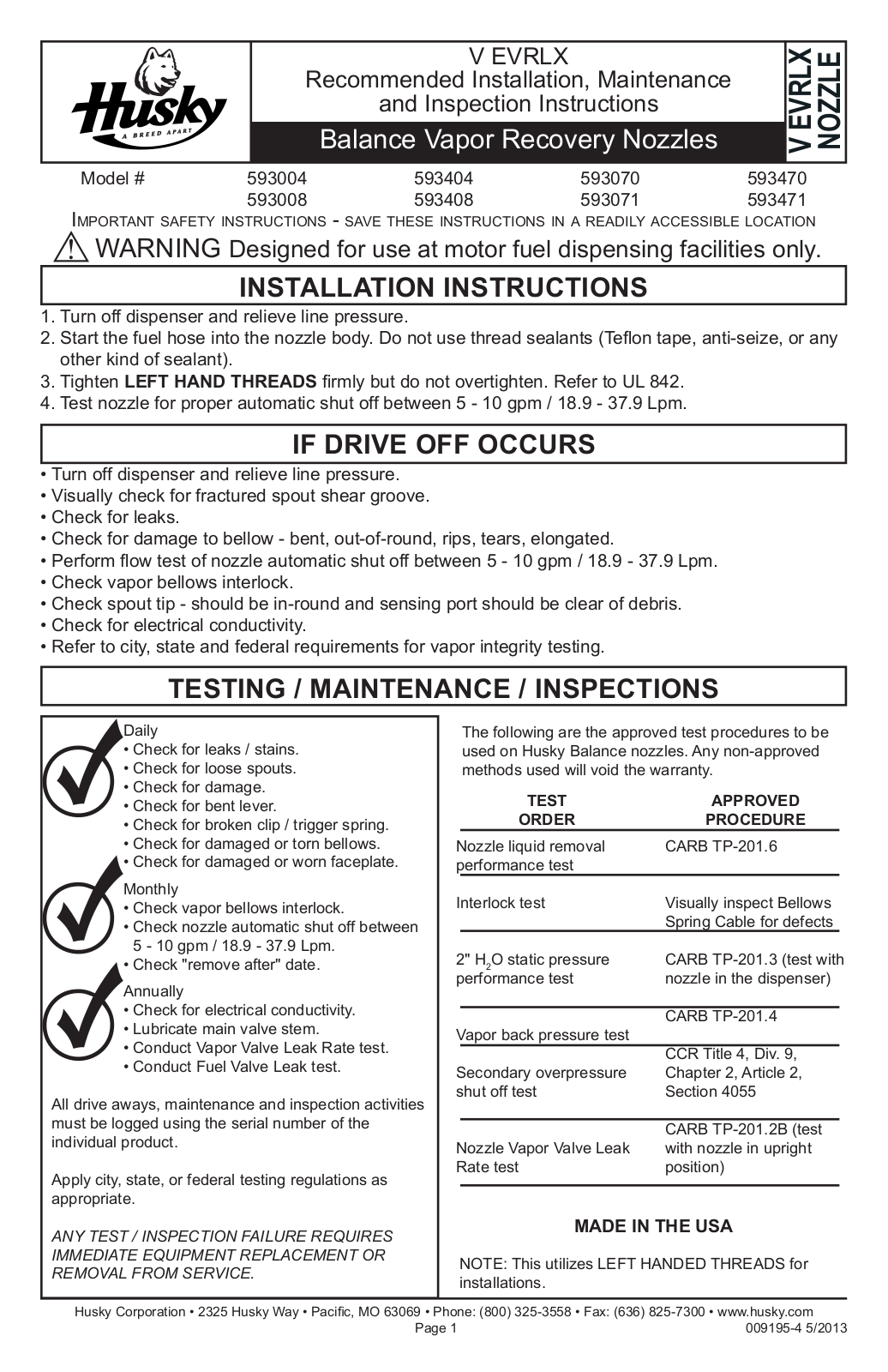 Husky EVRLX Owner's Manual