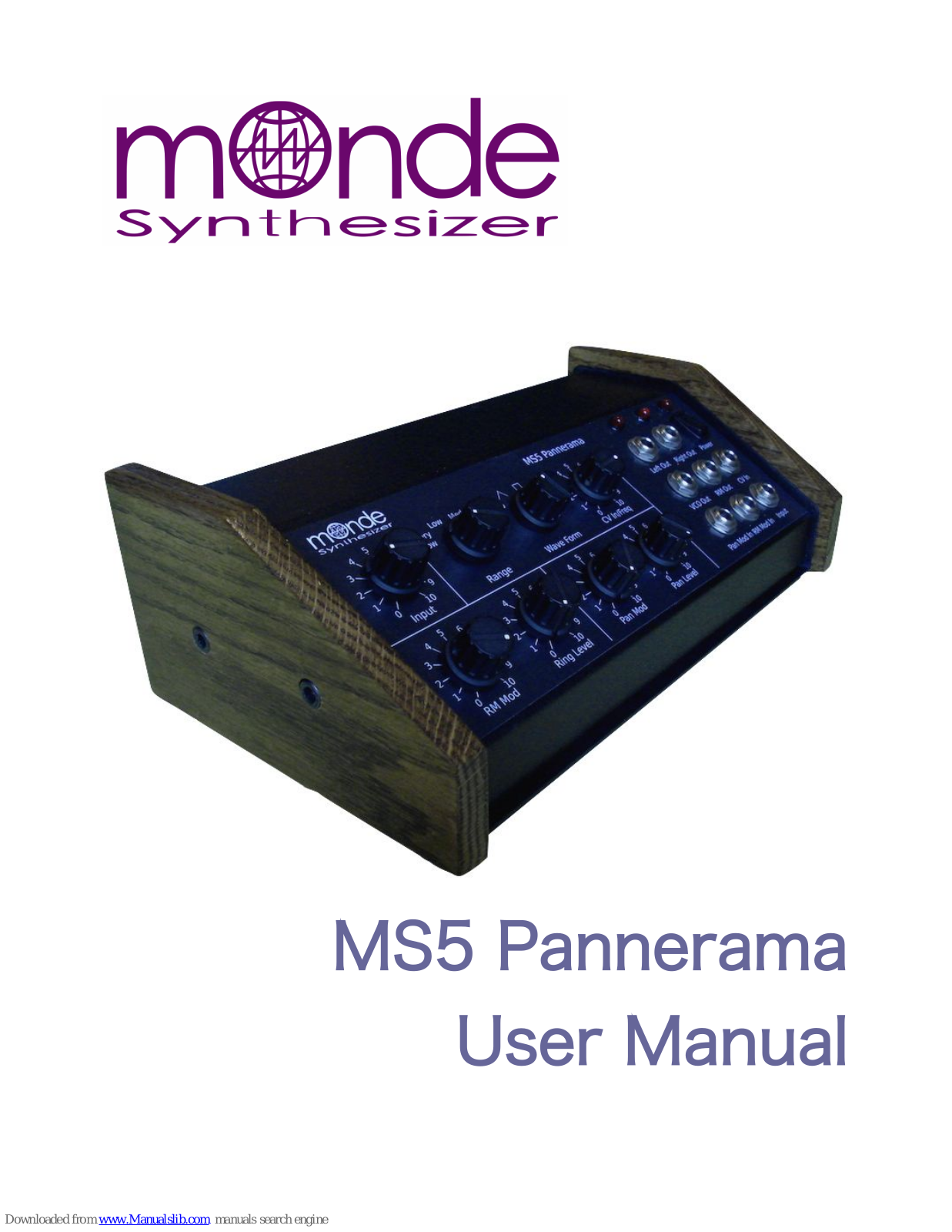 Monde Synthesizer MS5 Pannerama User Manual