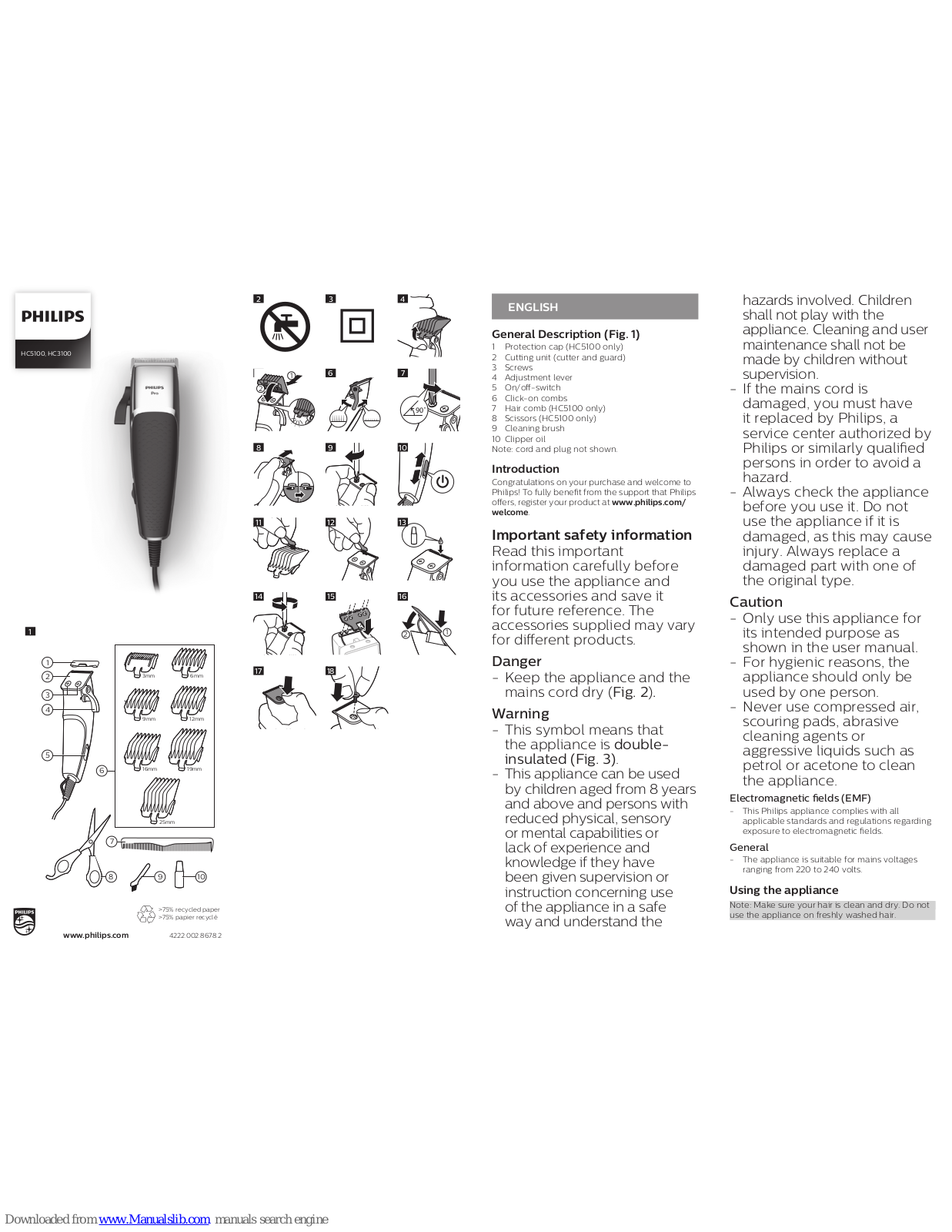 Philips HC5100, HC3100 User Manual