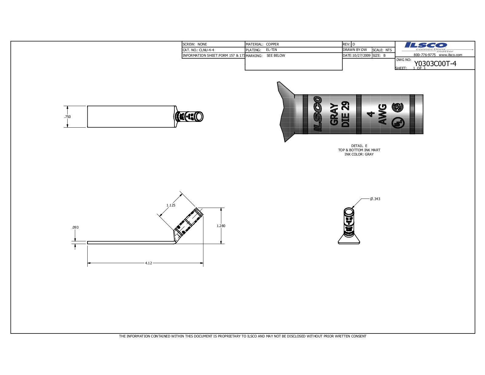 Ilsco CLNU-4-4 Data sheet