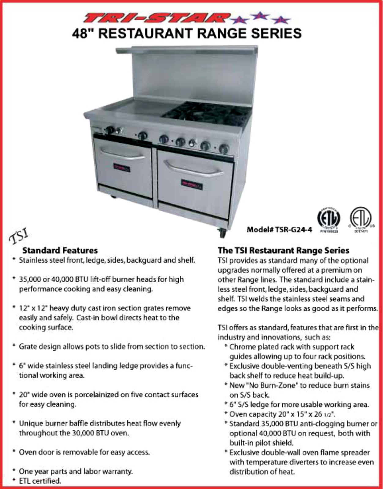 Tri-Star TSR-G24-4, TSR-8 User Manual