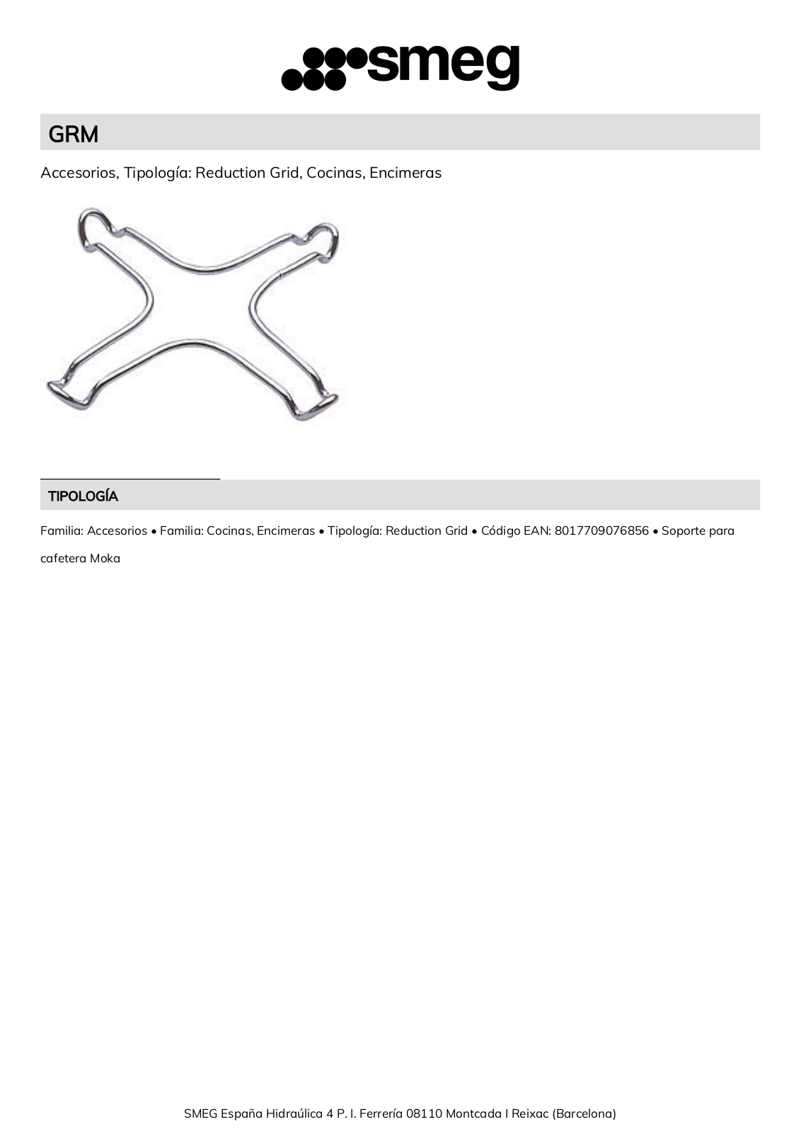 Smeg GRM Product Information Sheet