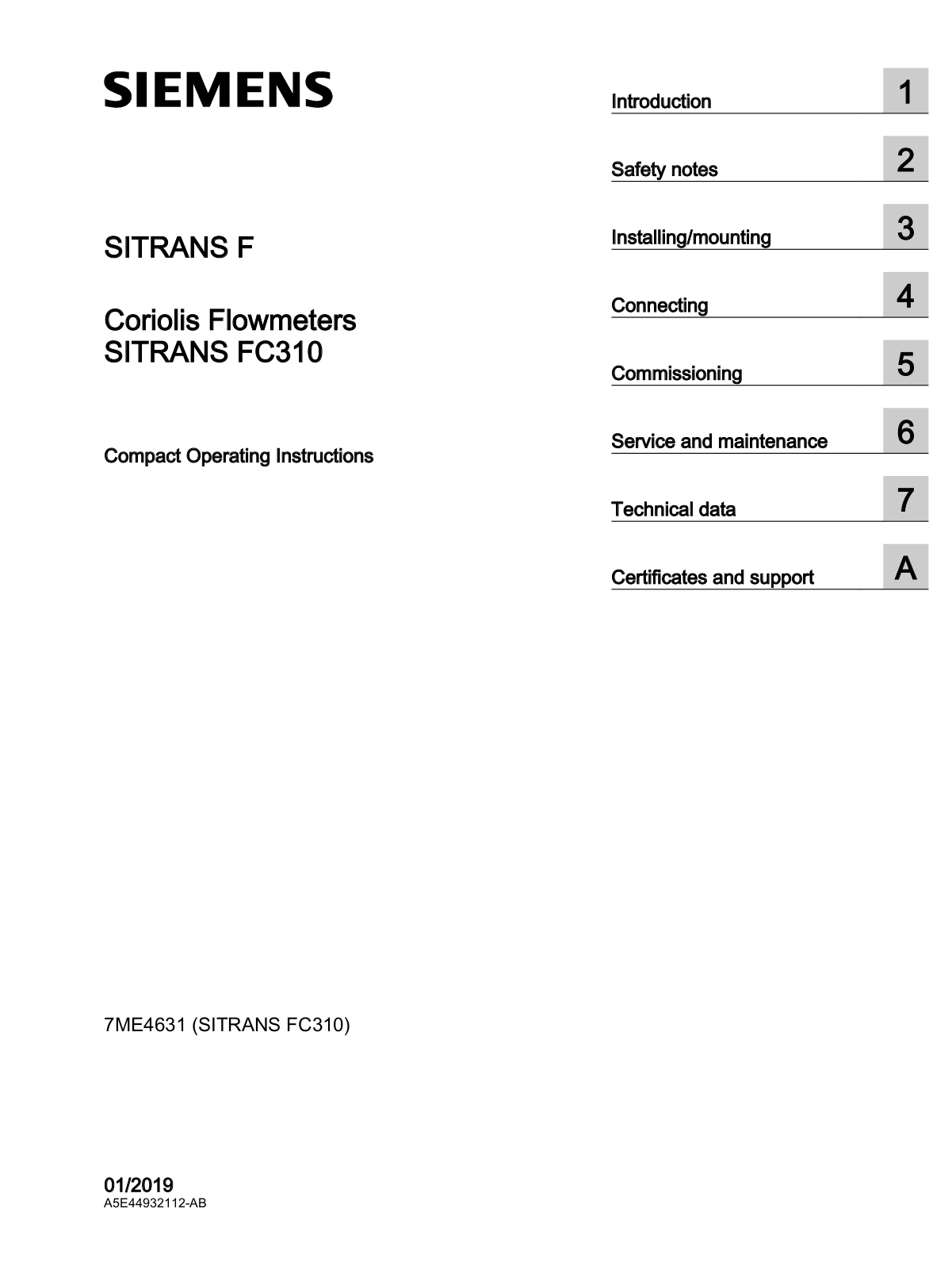 Siemens SITRANS FC310 Compact Operating Instructions