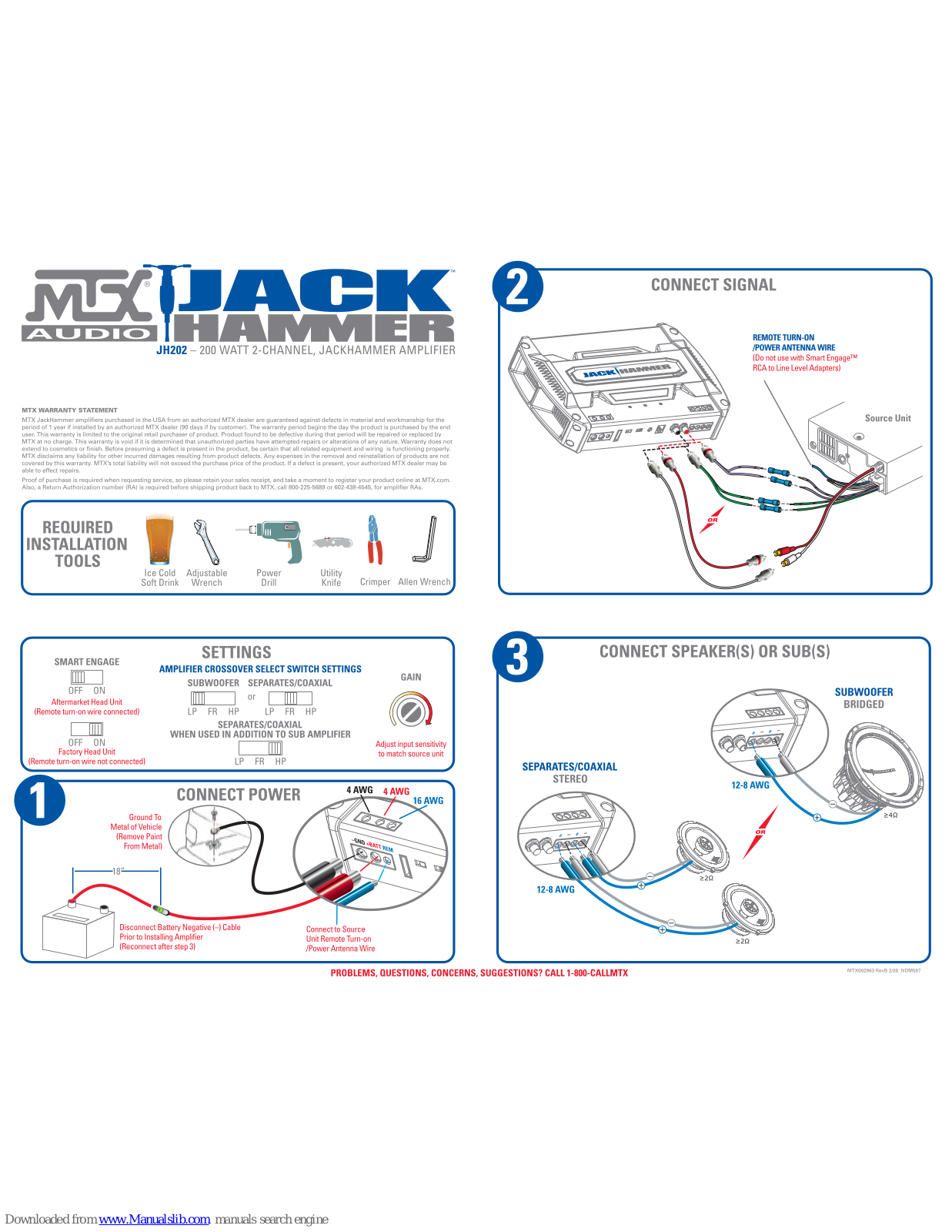 MTX JackHammer JH202 Connection Manual