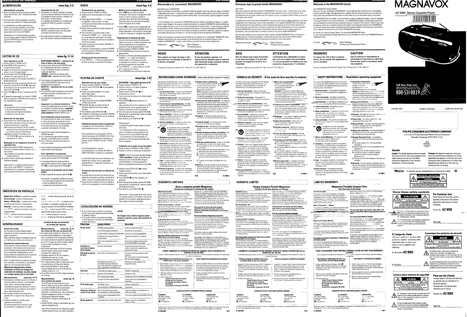 Philips AZ8262/17, AZ8262/05, AZ8262/00 User Manual