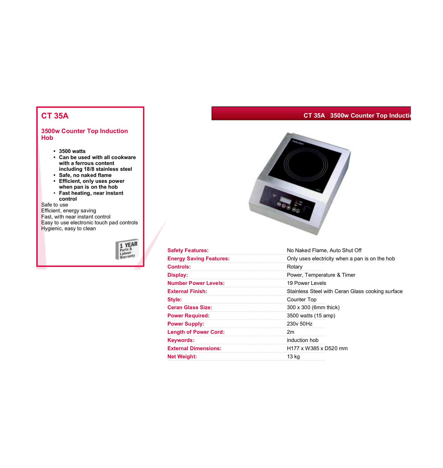 Valera CT 35A DATASHEET