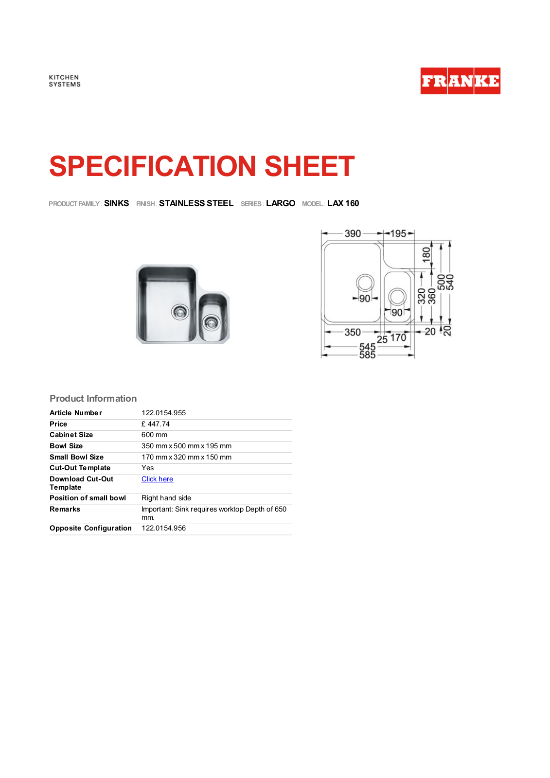 Franke Foodservice LAX 160 User Manual