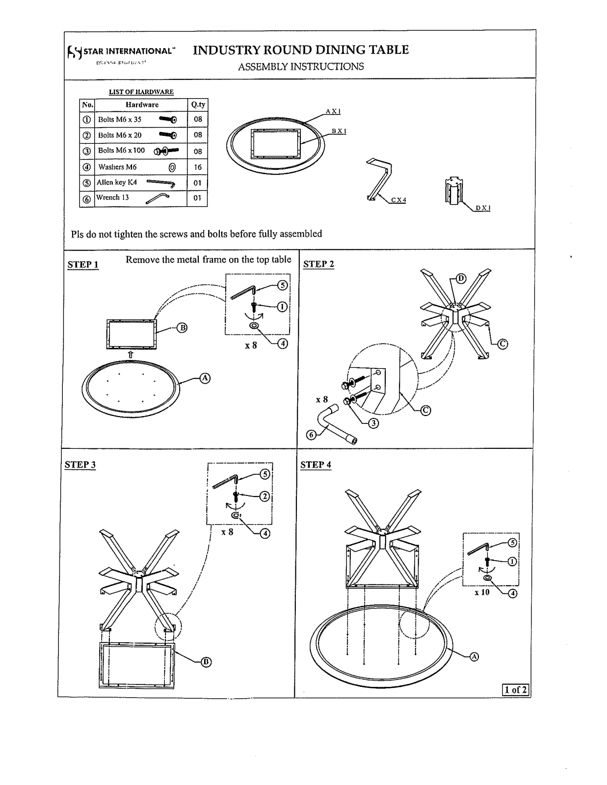 Essentials for Living 4632RDBLKAGRY, 4632RDBRAIVO Assembly Guide