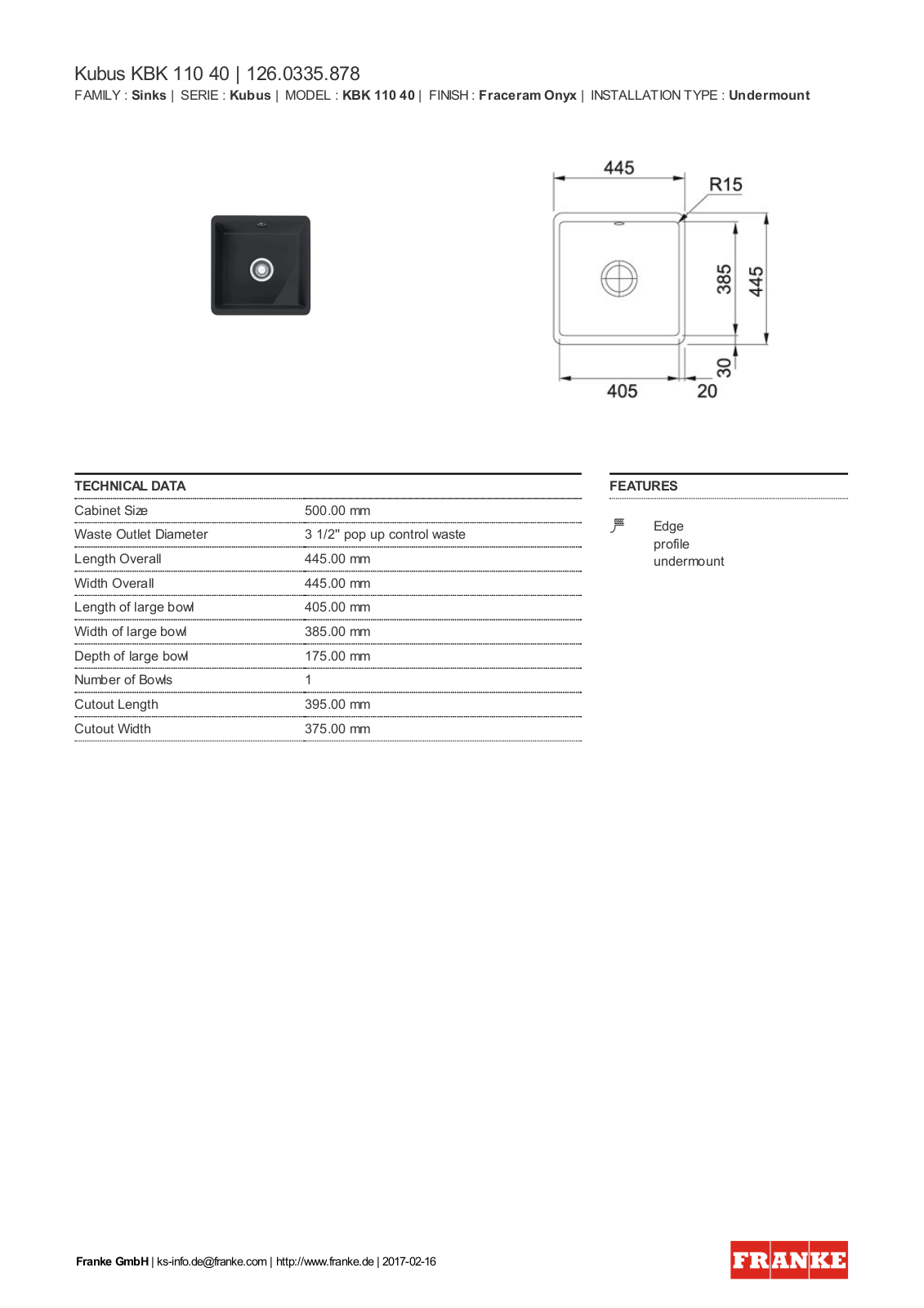 Franke 126.0335.878 Service Manual