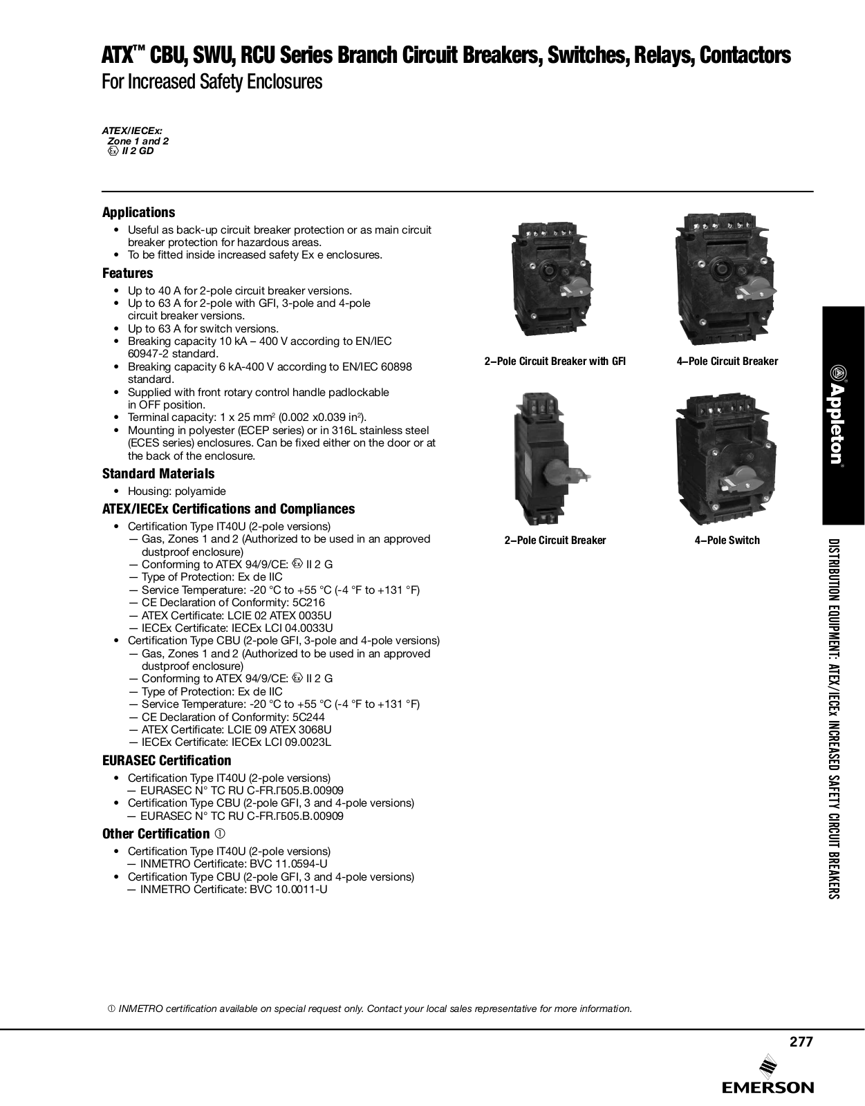 Appleton ATX™ CBU Series, ATX™ SWU Series, ATX™ RCU Series Catalog Page