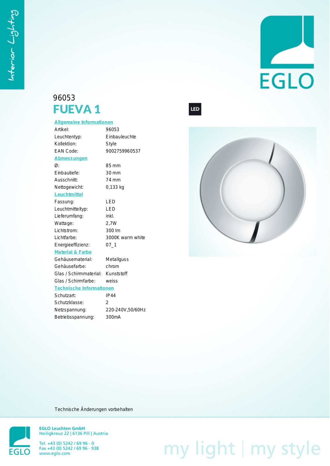 Eglo 96053 Service Manual