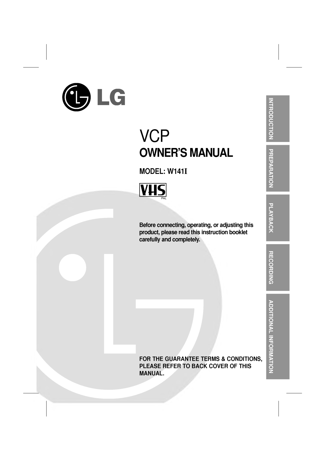 LG W141I User Manual