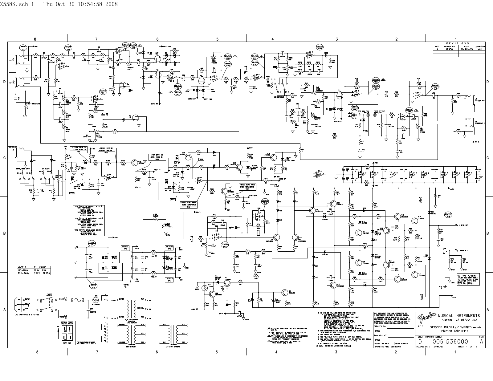 Fender Frontman-212R, FM-212R Schematic