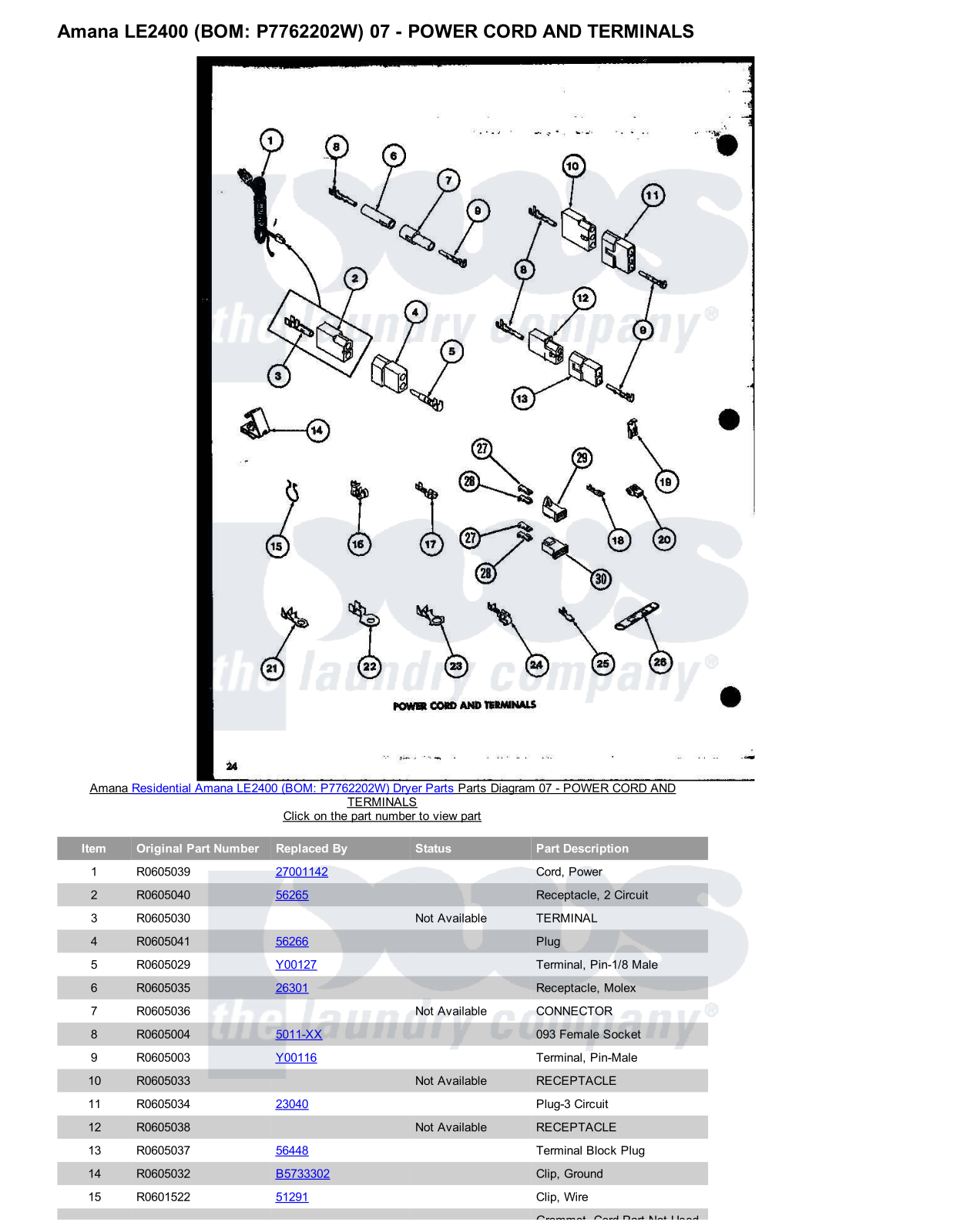 Amana LE2400 Parts Diagram