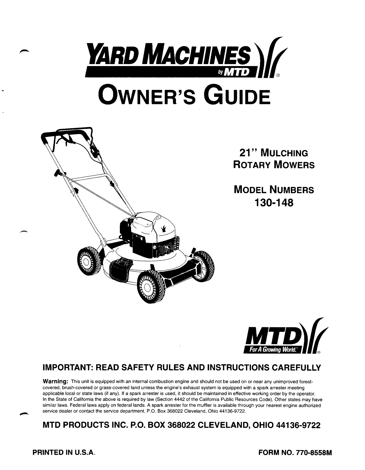 MTD 130-148 User Manual