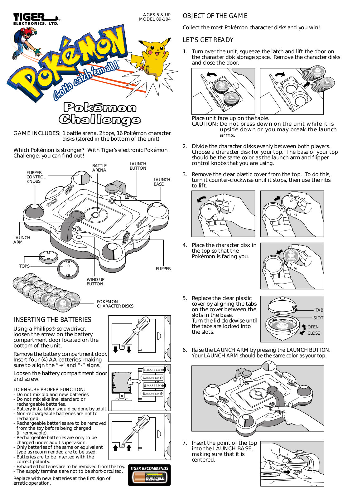 Hasbro POKEMON CHALLENGE User Manual