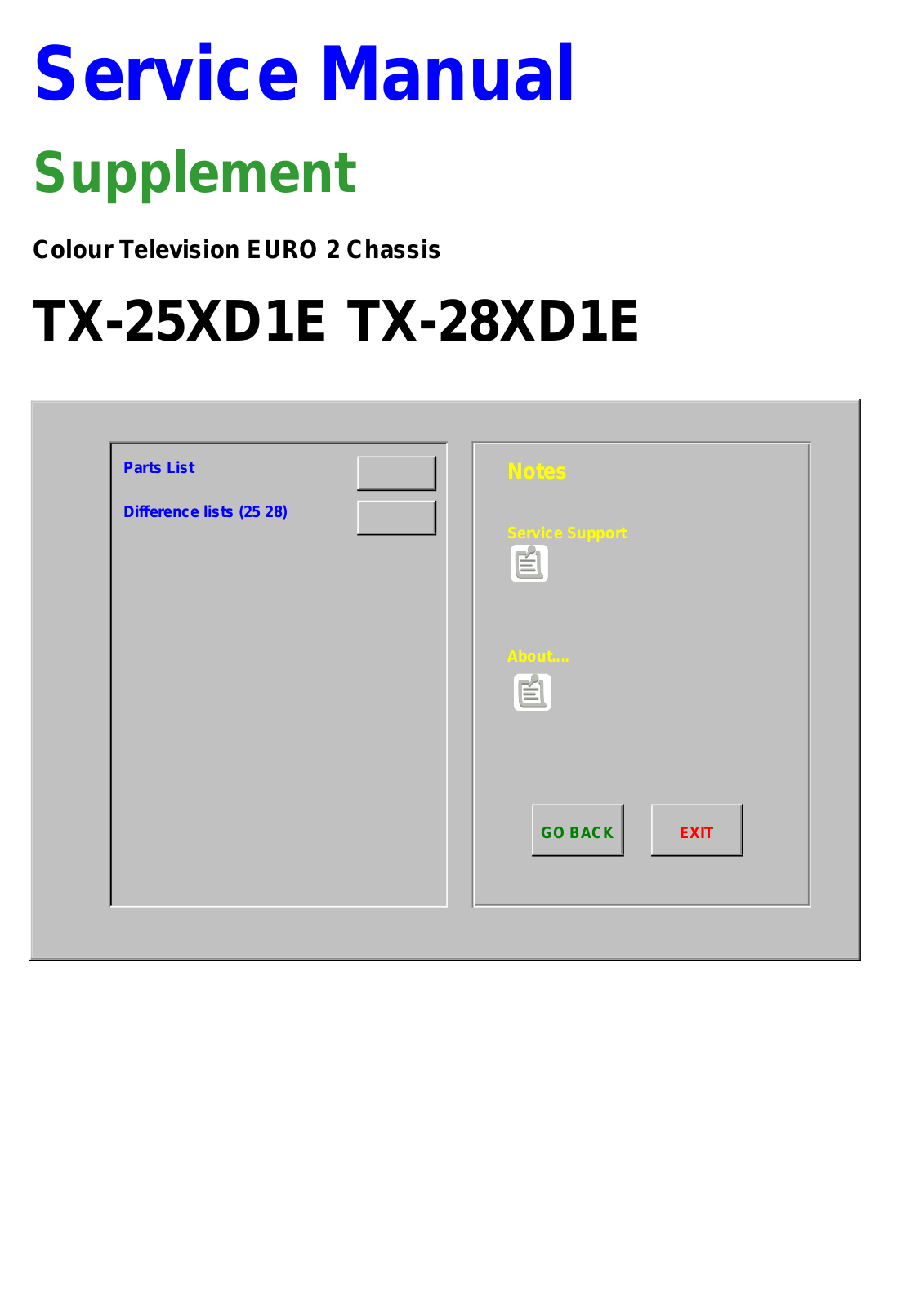 Panasonic TX-25XD1E, TX-28XD1E Service Manual