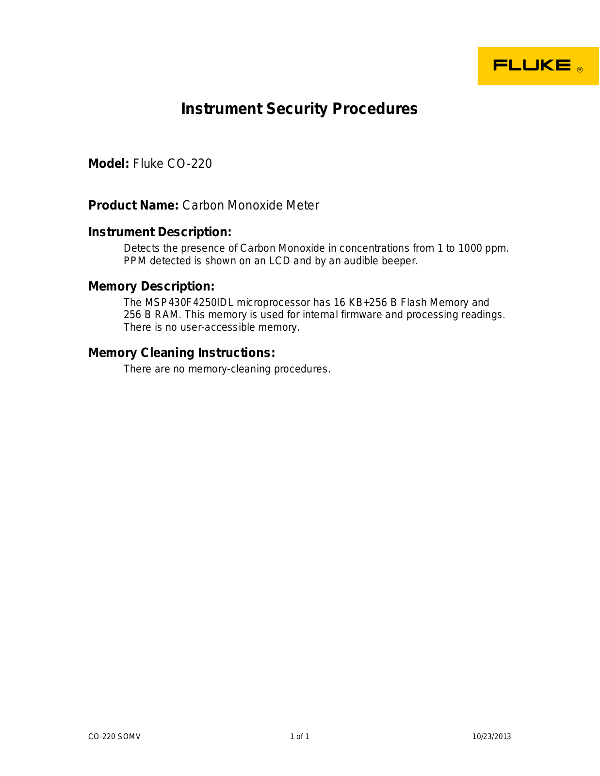 Fluke CO-220 User Manual