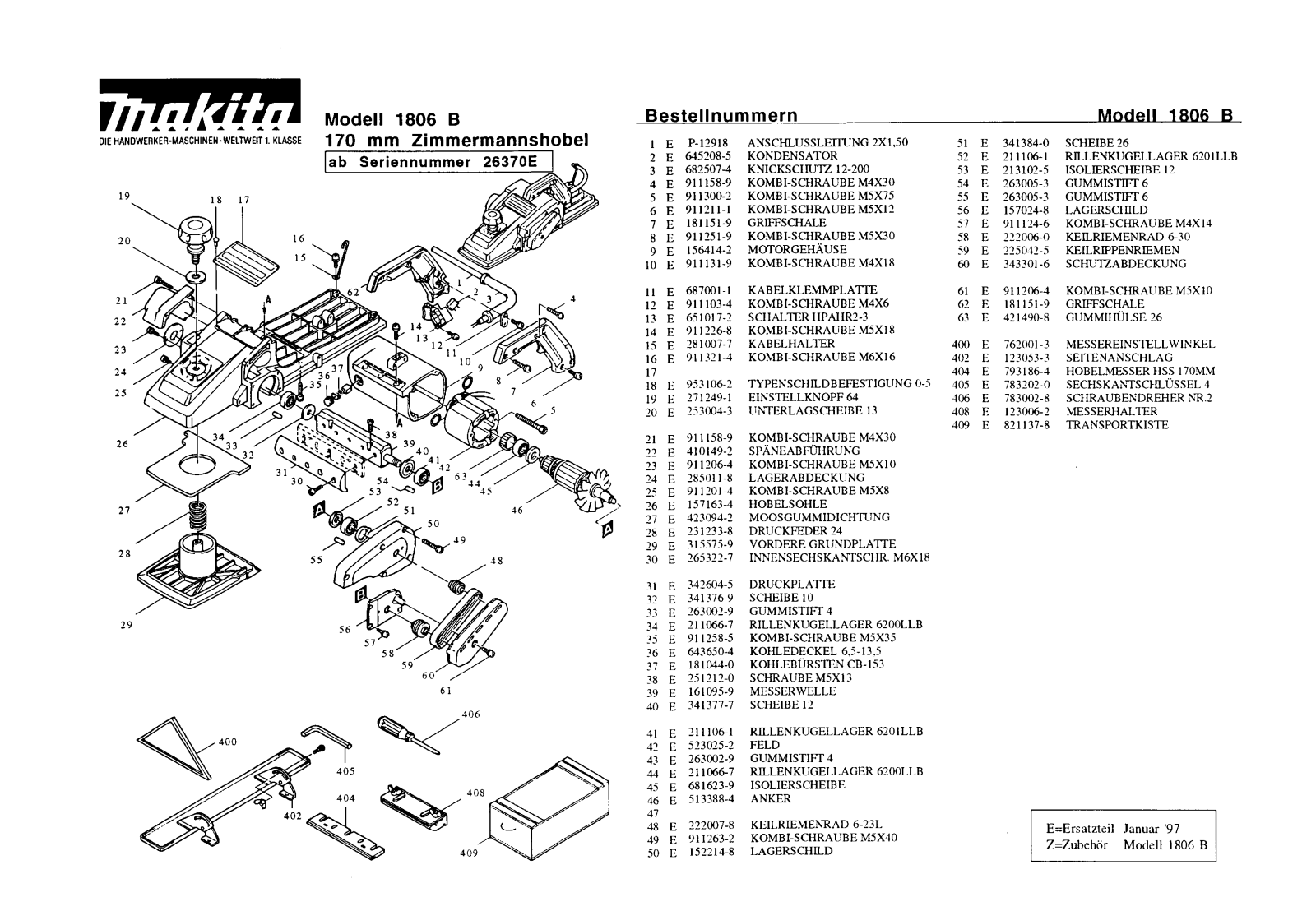 Makita 1806B REMPLACEMENT PARTS