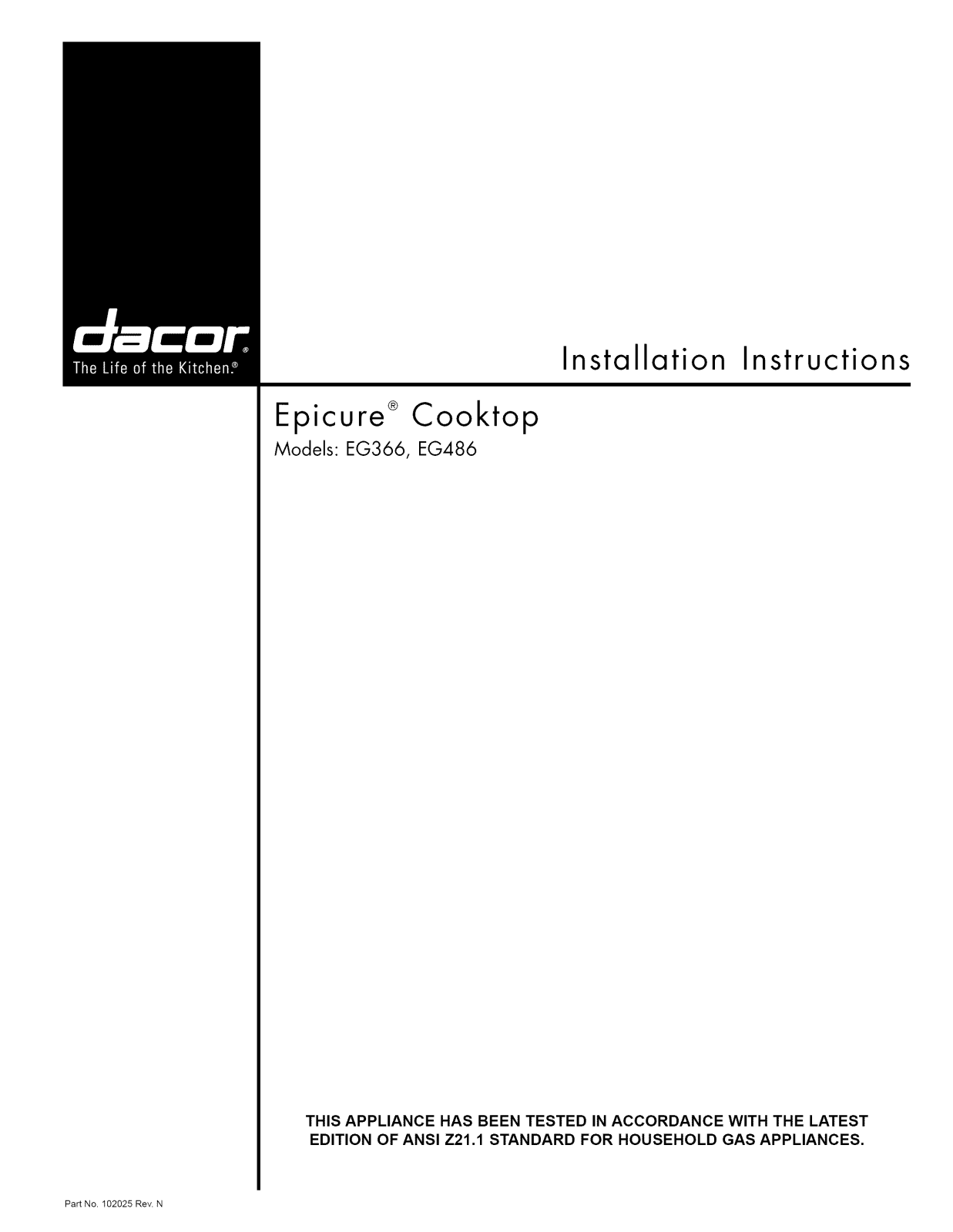 Dacor EG366SCHLP, EG366SCHNG, EG486SCHLP Installation Guide - ManualMachine.com