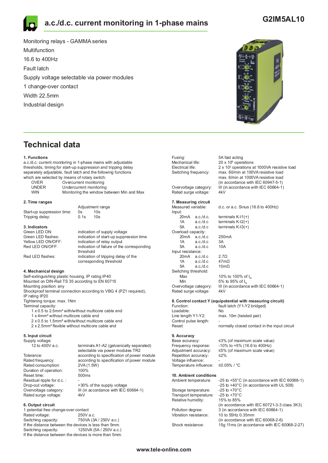 Datasheet G2IM5AL10 Specification