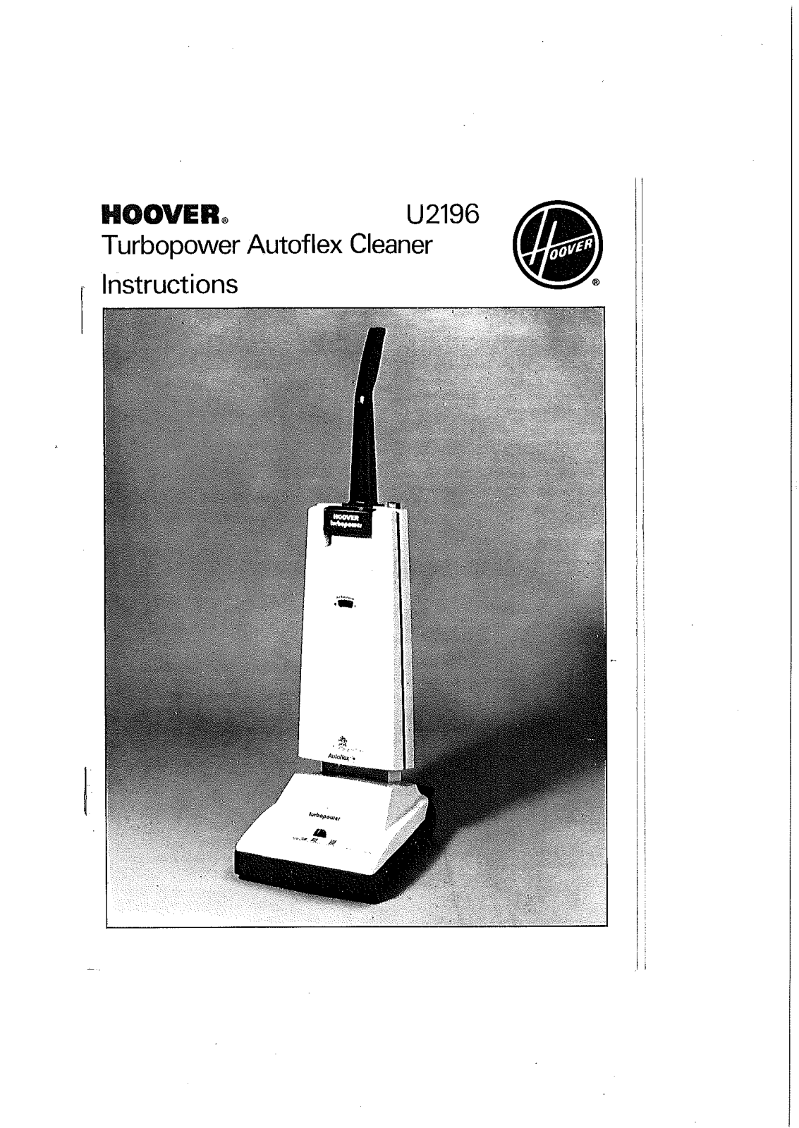 Hoover U2196 User Manual