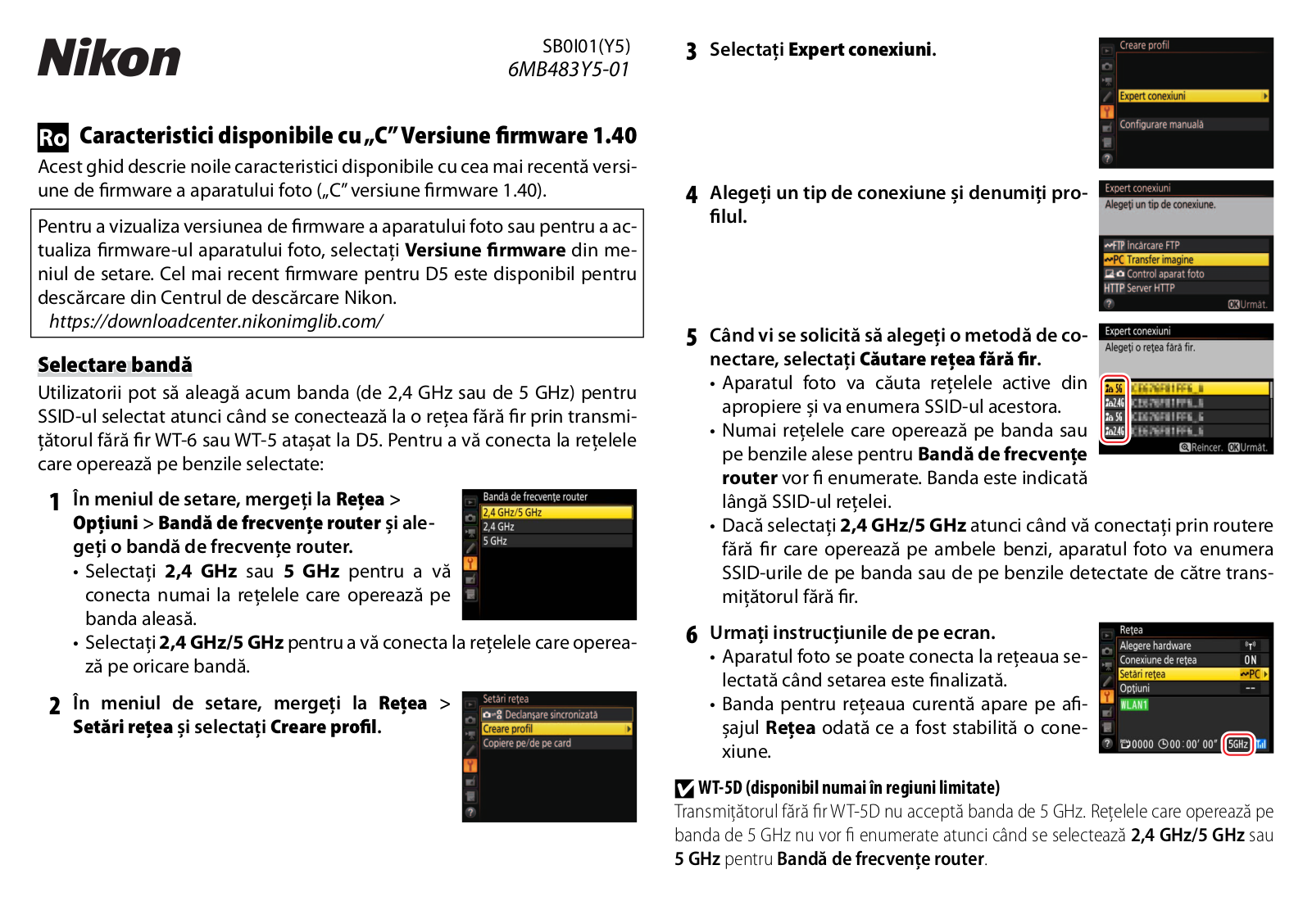 Nikon D5 Firmware Update Changes Manual (Firmware Version 1.40)