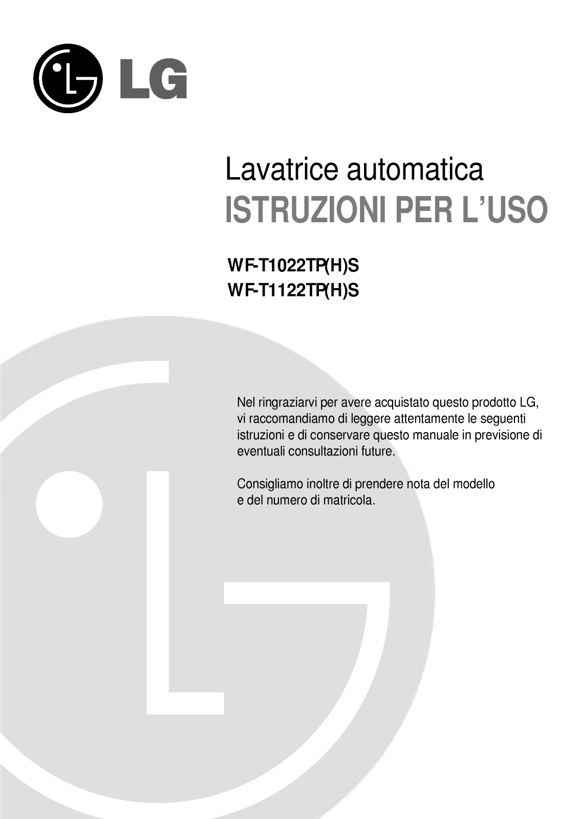 Lg WF-T1022TPS, WF-T1122TPS. WF-T1022THS, WF-T1122THS User Manual