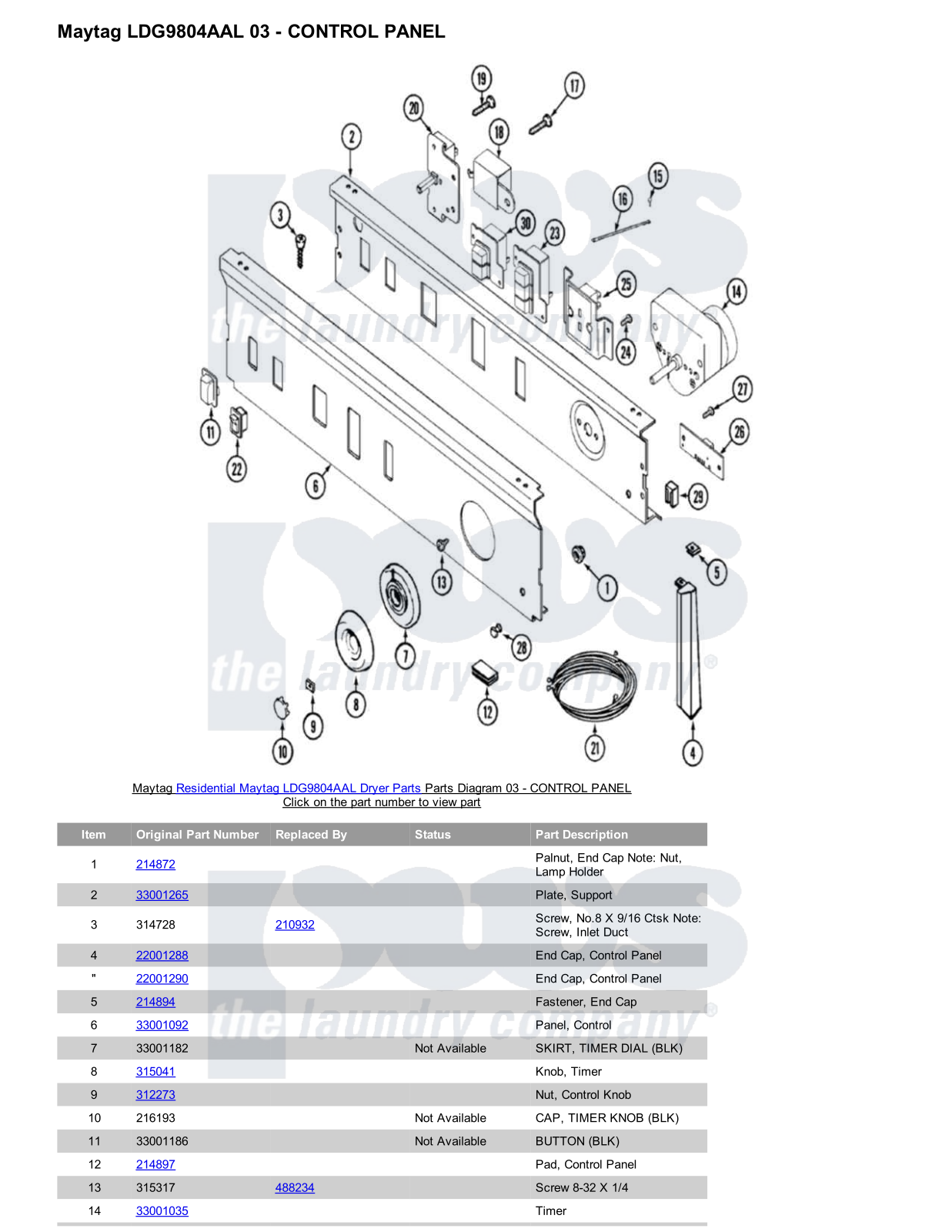 Maytag LDG9804AAL Parts Diagram