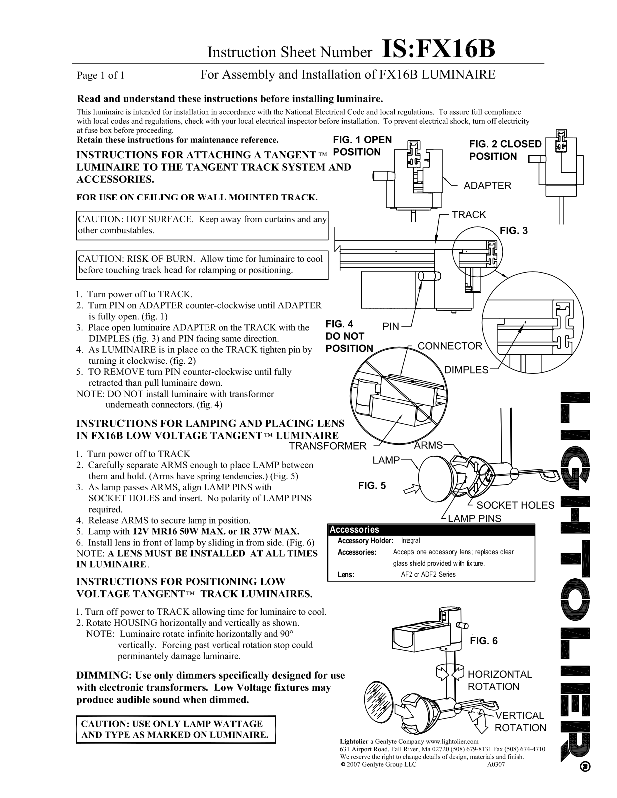 Lightolier FX16B User Manual