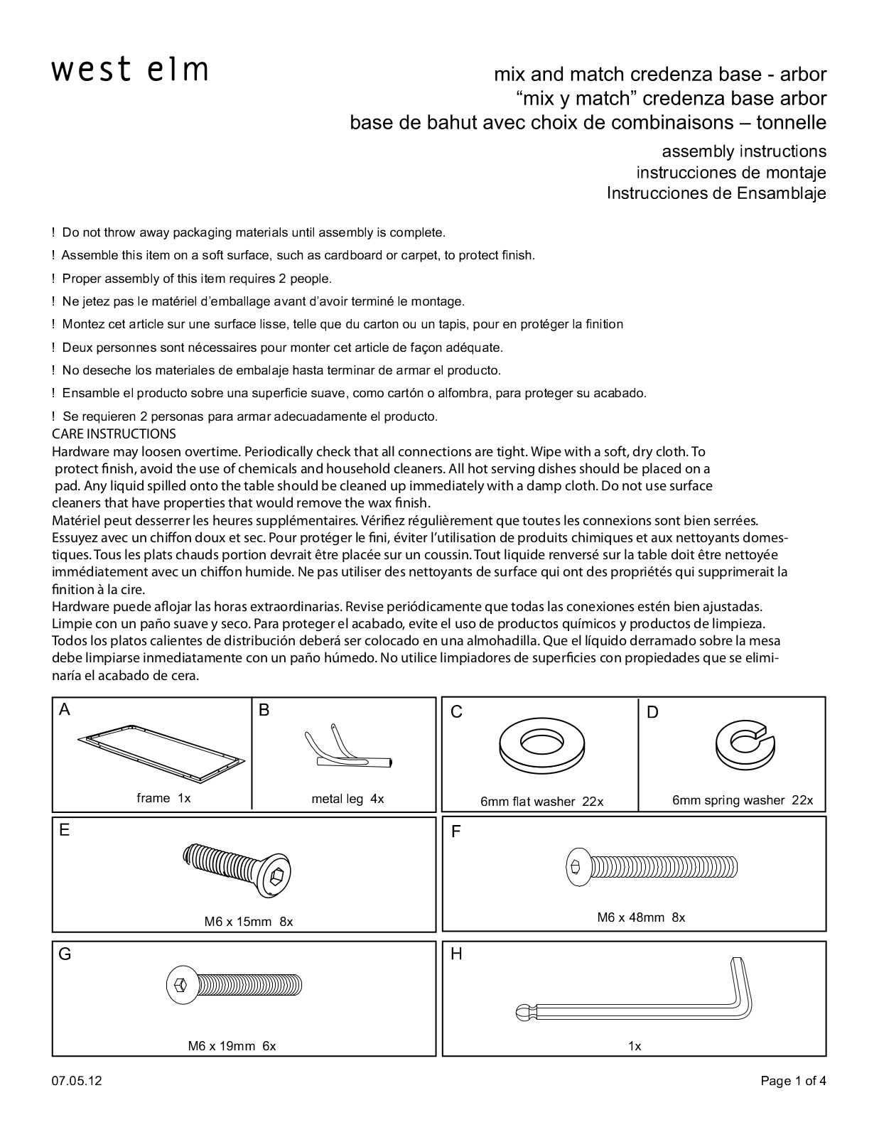 West Elm Mix And Match Dining Storage Base Arbor Assembly Instruction