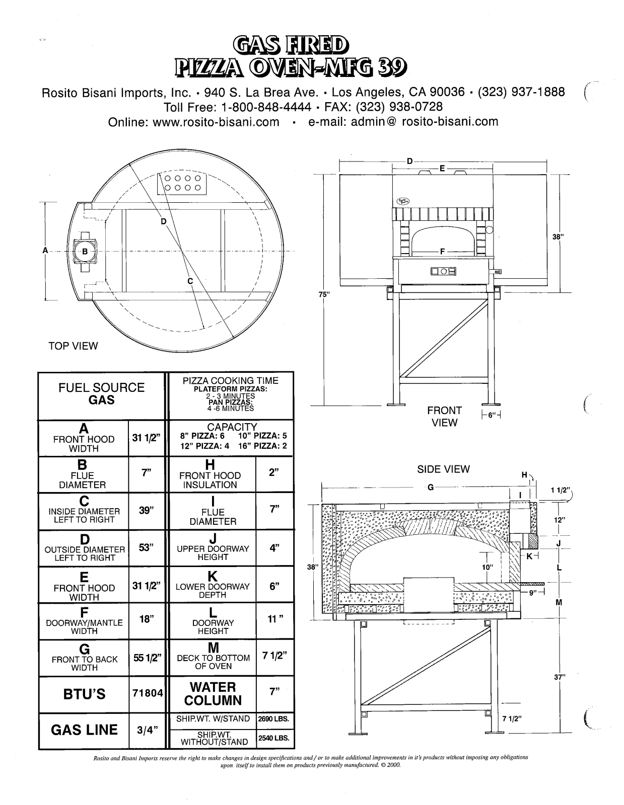 Rosito Basani MFG 39 User Manual