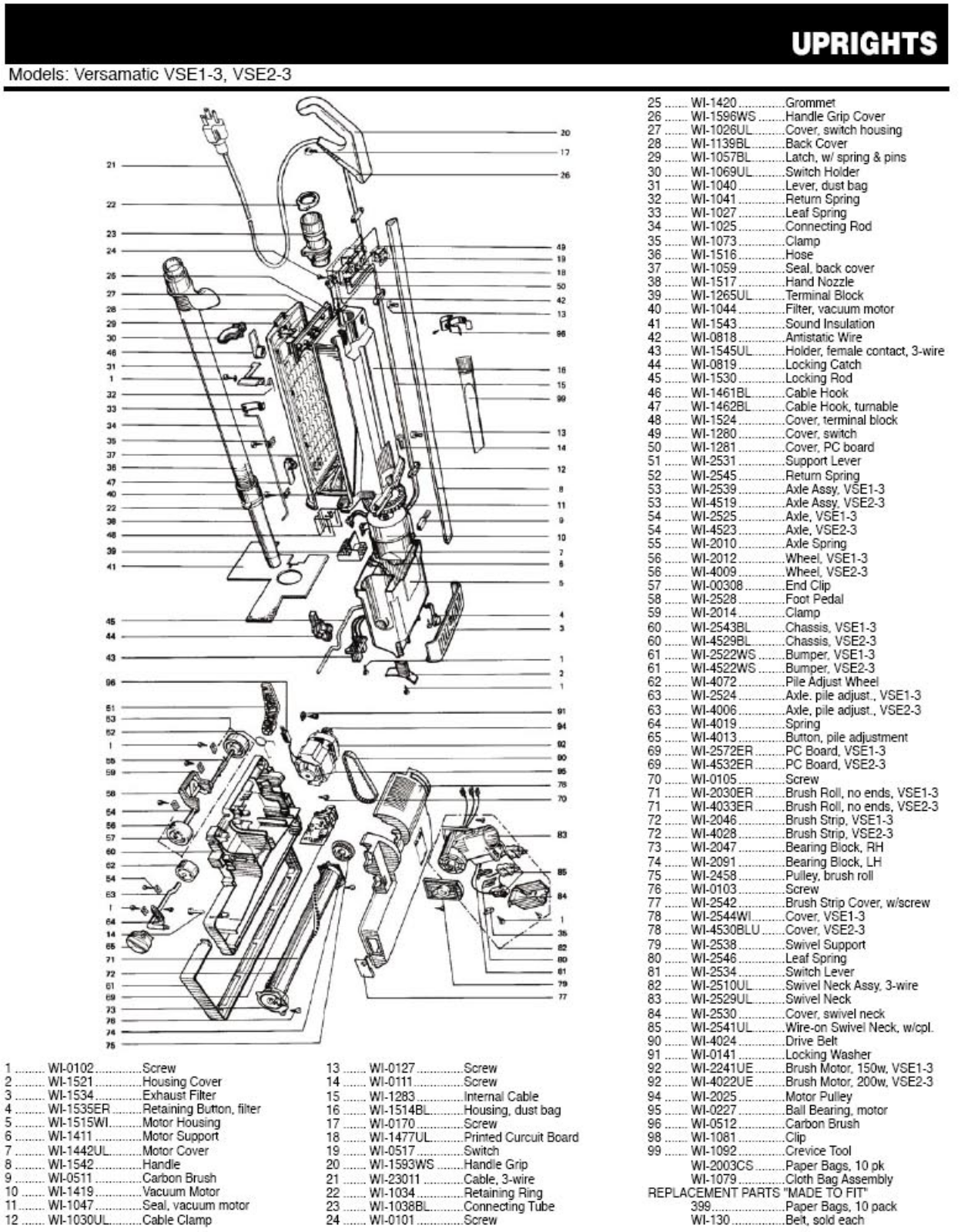 Windsor Versamatic Vse2-3, Versamatic Vse1-3 Service Manual