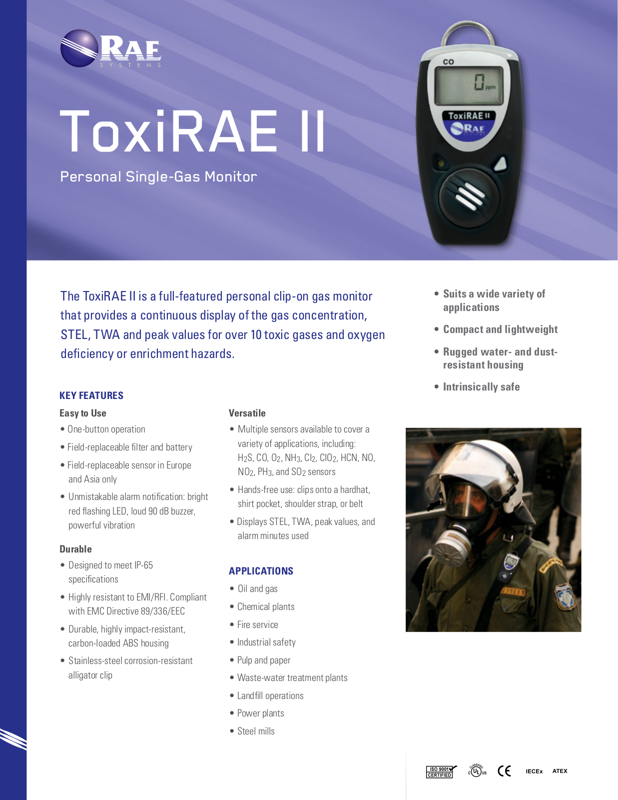 RAE Systems ToxiRAE II Specifications