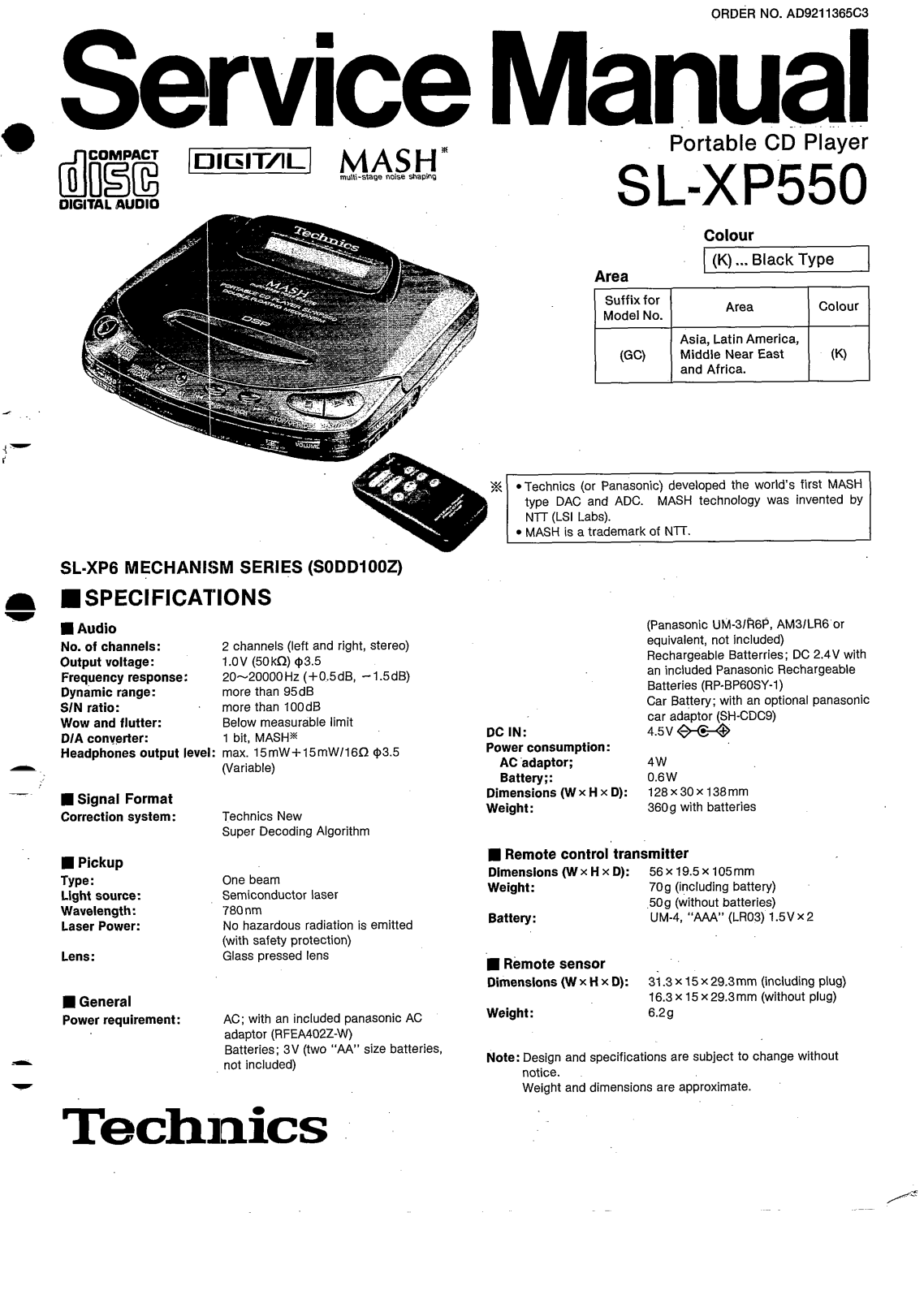 Technics SLXP-550 Service manual