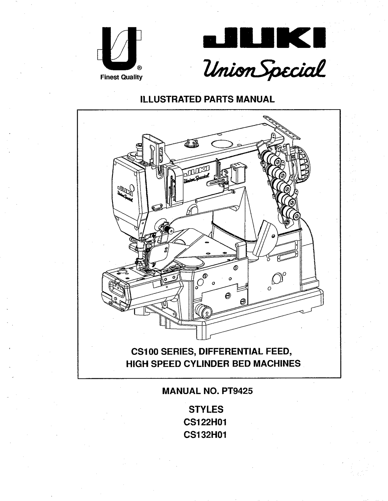 Union Special CS122H01, CS132H01 Parts List