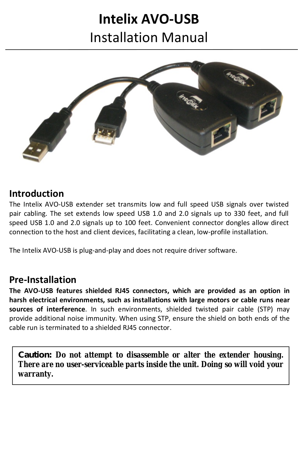 Intelix AVO-USB User Manual