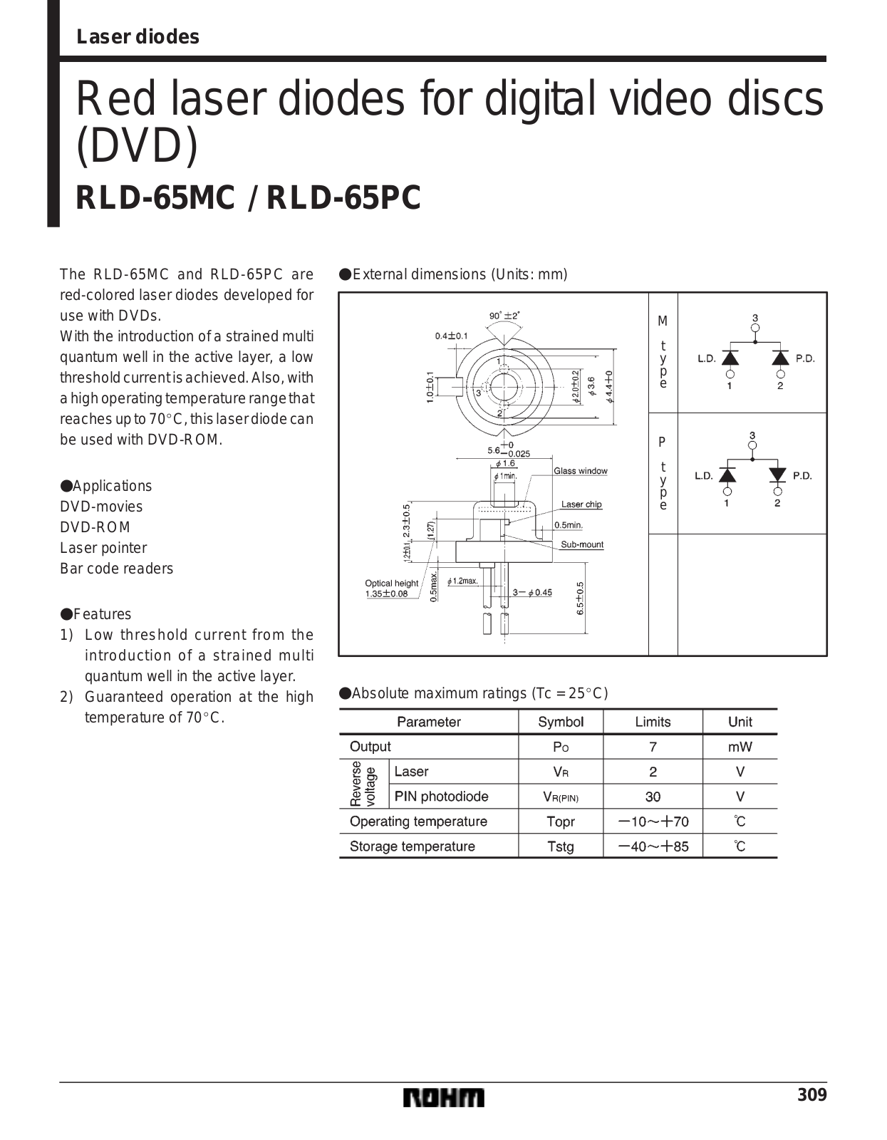 ROHM RLD-65MC, RLD-65PC Datasheet