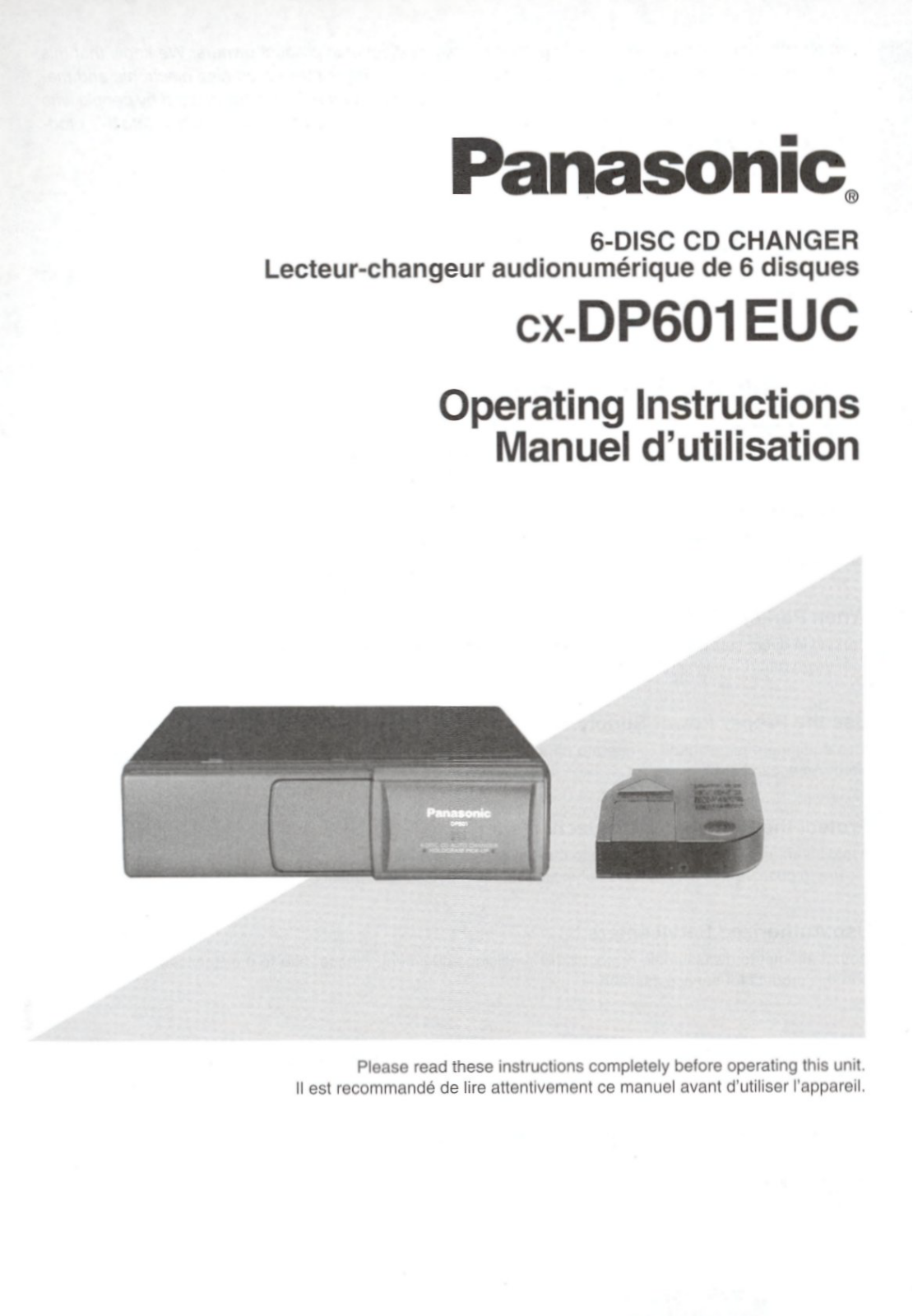 Panasonic cx-dp601euc Operation Manual