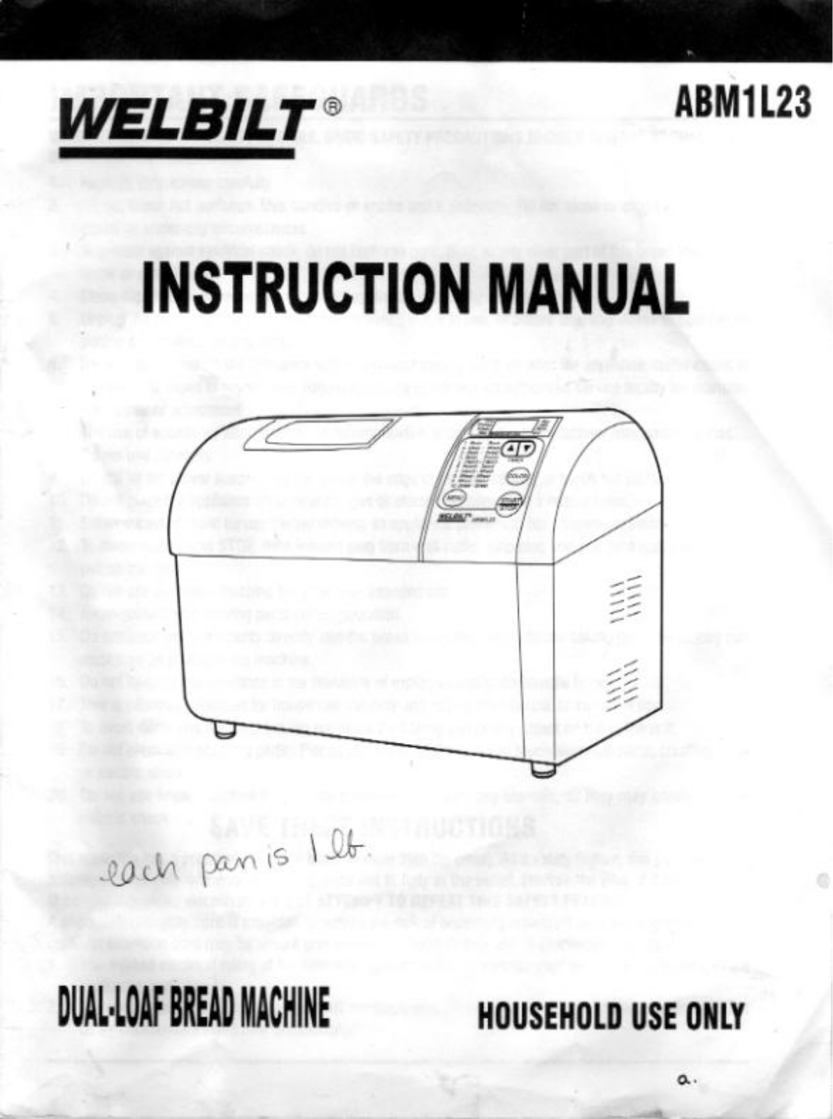 Welbilt ABM1L23 User Manual