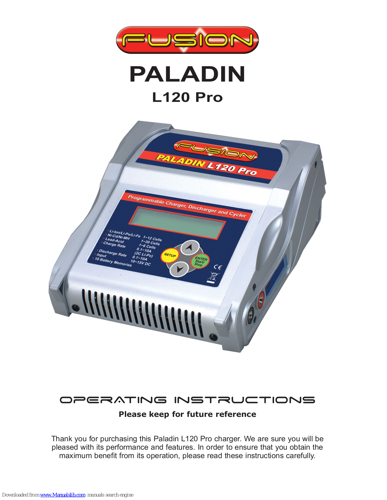 Fusion PALADIN L120 Pro Operating Instructions Manual