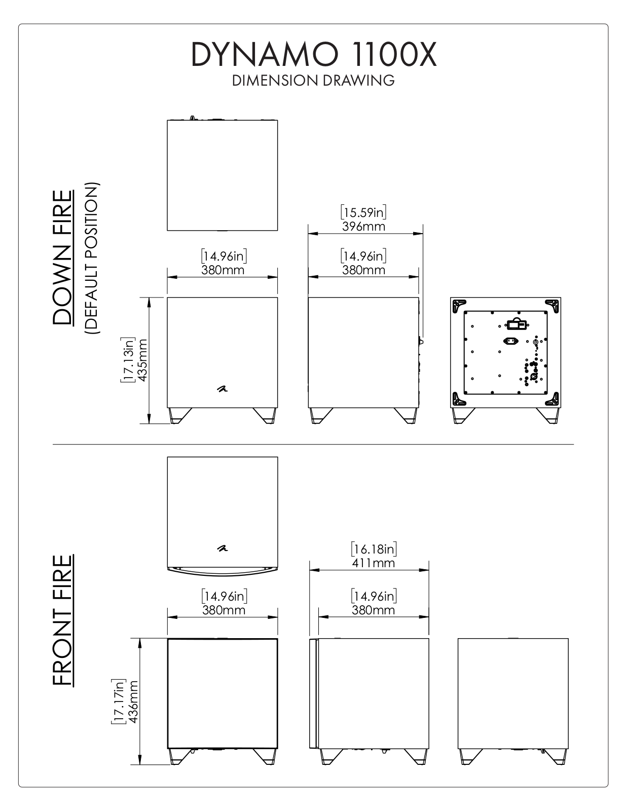 MartinLogan DYNAMO 1100X Dimension Drawing