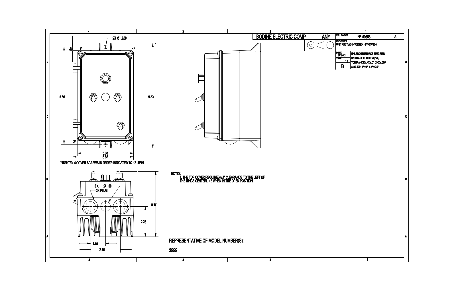 Bodine 2999 Reference Drawing