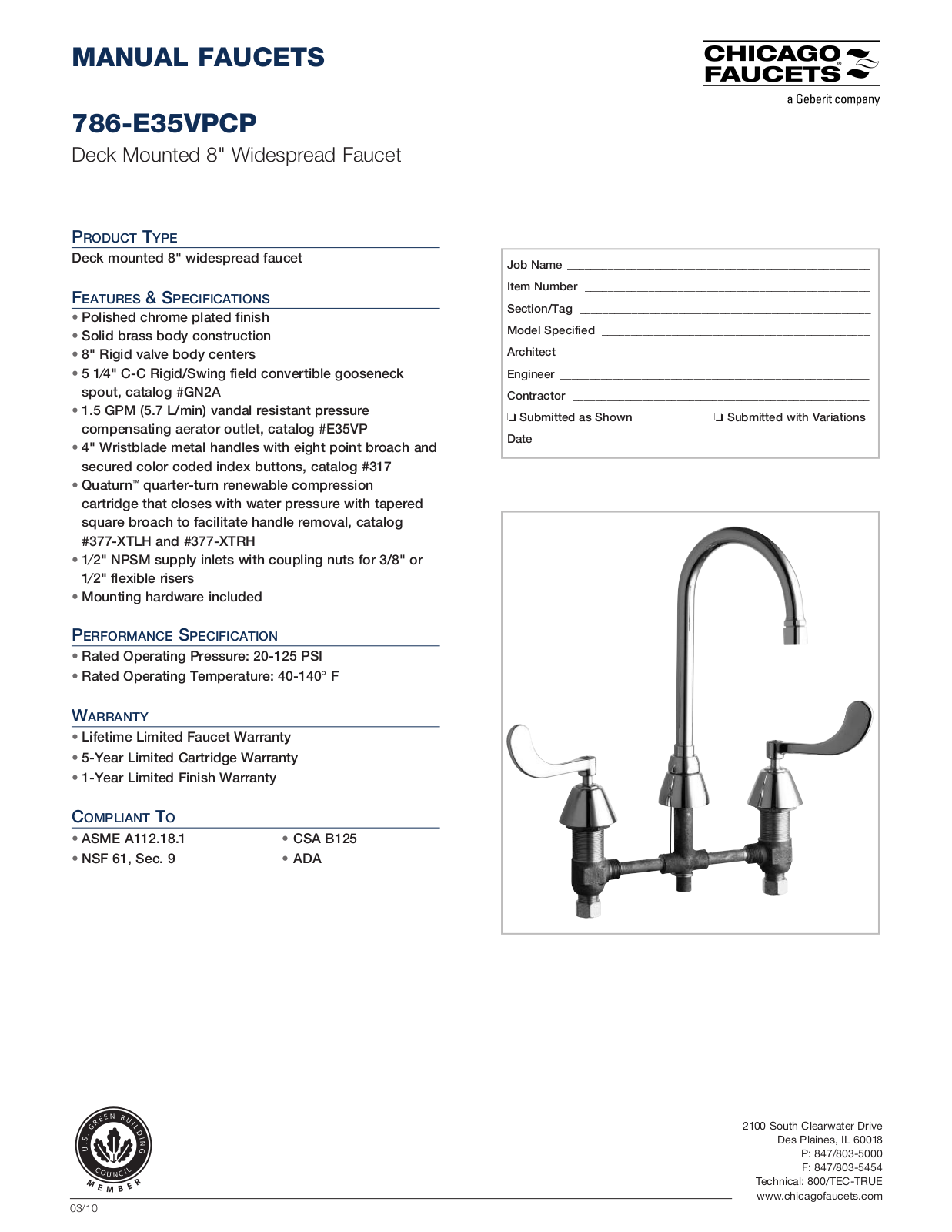 Chicago Faucet 786-E35VP User Manual