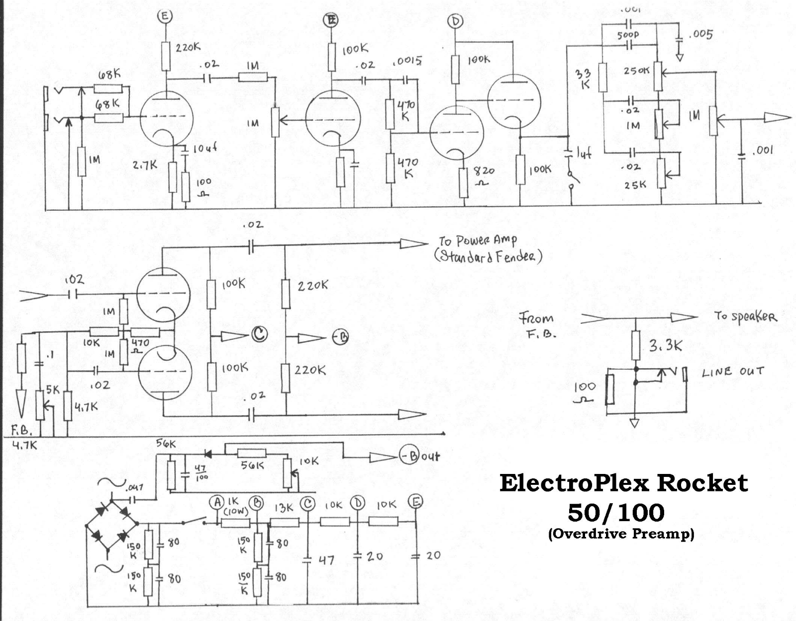 Electroplex rocket 50, rocket 100 schematic